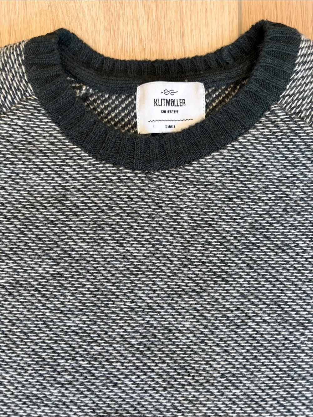 Klitmøller SMALL Green Birdseye Raglan Fisherman Wool Sweater